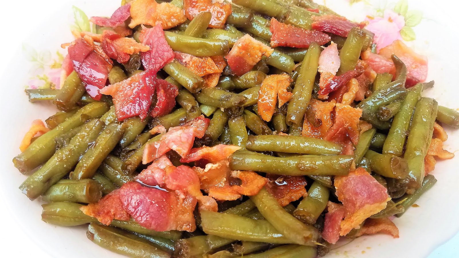 green beans with bacon and brown sugar and soy sauce